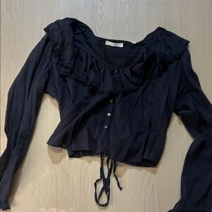 Doen Black Ruffled Women's Top